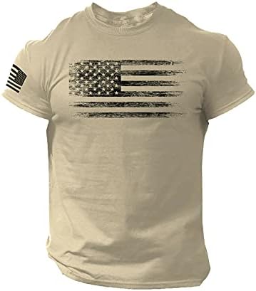 XXBR патриотски маици за мажи, 4-ти јули американско знаме тенок фит маичка кошула екипаж ретро кратки ракави мускули врвови