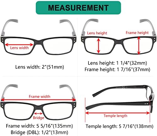 Eyekepper Заштедете 10% на комплет 5 пакувања за гроздобер очила за читање за мажи и 5 пакувања половина читатели на очи црно +1,75