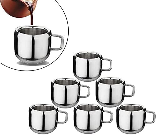 Khandekar сет од 6 чаша за кафе и чај од не'рѓосувачки челик со без бесконечна челична кафе чаша чаша чај од не'рѓосувачки челик чај чајни