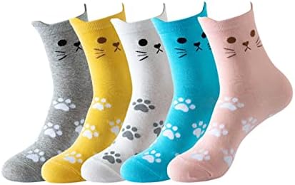 Женски чорапи со теми од животни пет пара поставуваат дневни чорапи симпатични чорапи жени чорапи памук