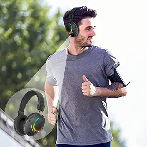Ke1Clo Слушалки За Игри Преклопливи Слушалки За Уво, Bluetooth 5.1 Стерео Слушалки СО RGB Светлина За Дишење, Лесни &засилувач; Меки Мемориски
