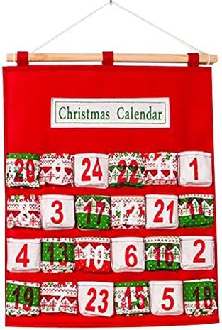 Летувј Божиќ Ѕид Виси Доаѓањето Календар Со Џебови Црвено 15, 9х20, 5 Инчи