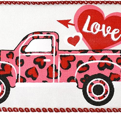 Homeford Valentines Cheetah Hearts Truck Wired Ribbon, 2-1/2-инчи, 10-двор