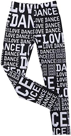Yartina Девојки девојки танцувачки хеланки loveубовни танцувачки печати тенок вклопуваат долги панталони џез хип-хоп истегнат