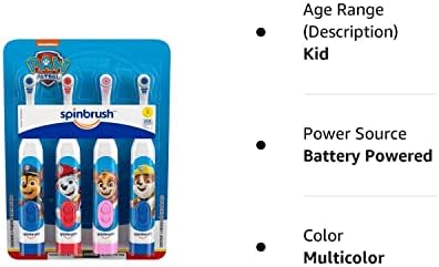 Спинбруш Детска Шепа Патрола Детска Електрична Четка За Заби На Батерии со Меки Влакна 0,78 фунти