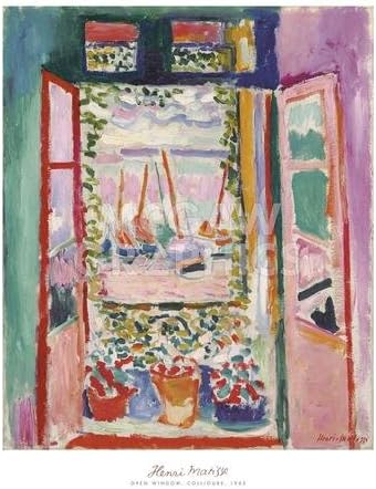 Хенри Матис Отворениот прозорец, Колиур, 1905 постери за уметнички принт, целокупна големина: 20х24, Големина на сликата: 16,75х20