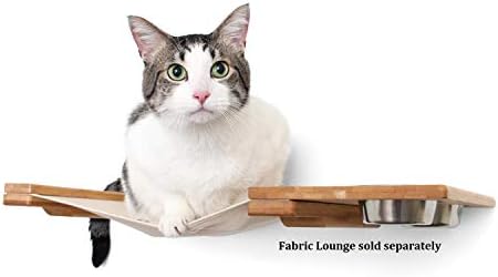 Катастрофални креации за фидер за мачки монтирани - покачена полица за хранење мачки природен бамбус - сет за мебел за мачки - полици за искачување