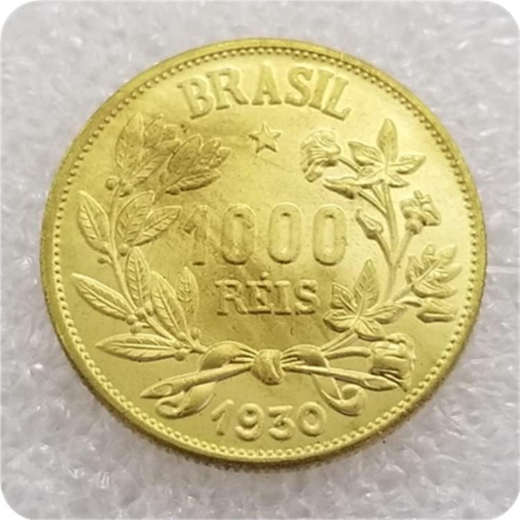 Антички Занает Бразил 1930 Бразил 1000 Реис Златник Сребрен Долар 390