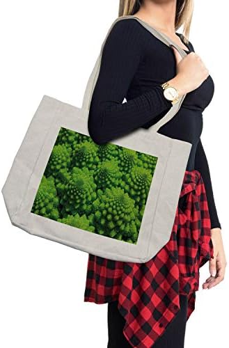 Торба за купување на природата Амбесон, брокула кеale Мајка, земја билки тематски фрактално позадина зеленило модерен дизајн,