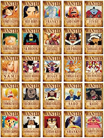 25 парчиња сет на аниме слама капа Пиратите сакаа постери 11,2 × 7,8inch Комплети за колаж на wallидови, Лафи Зоро Санџи jinинбе