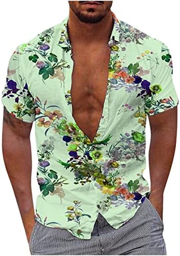 Машка Хавајска Цветна Кошула 2023 Кошули Со Копчиња Со Кратки Ракави Мода Лабави Секојдневни Блузи За Кошули На Плажа За Летен Одмор
