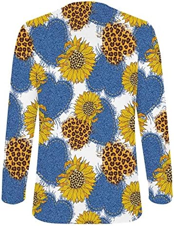 Есен летен памучен блуза женски 2023 облека мода 3/4 ракав екипаж графички капри бранч врвен врв за дама 3H 3H