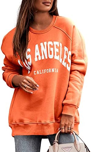 Loccysu жени во Лос Анџелес преголеми џемпери во калифорниски графички графички долги ракави лабави вклопени пулвер