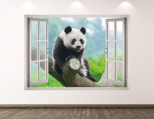 Западна планина панда мечка wallидна декорална уметност декор 3Д прозорец налепница за диви животни, мурал детска соба обичај подарок BL283