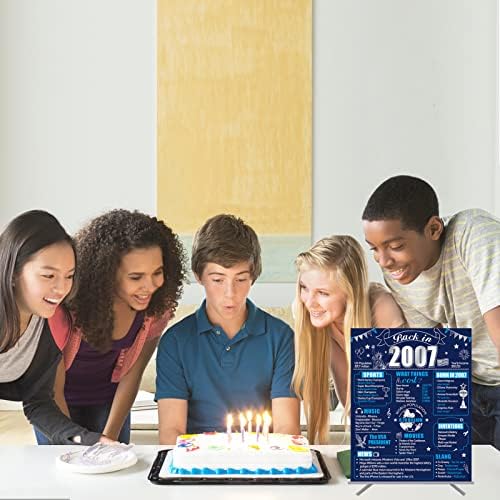 16 -ти роденденски украси уште во 2007 година Постер за момчиња, сина сребрена слатка 16 роденденска картичка за картички за роденден, среќен