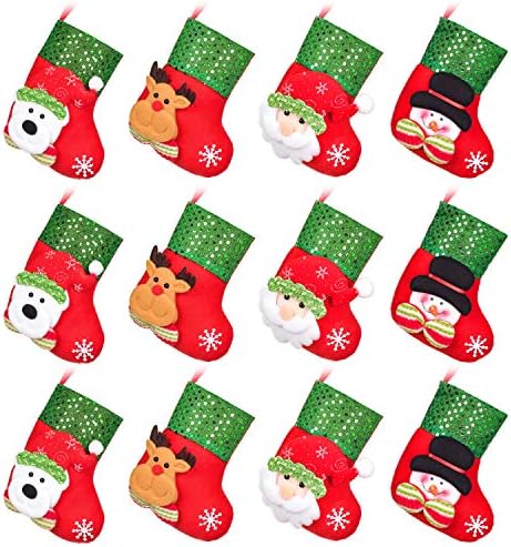 Darechouse12pcs мини Божиќни чорапи, 6 3Д Божиќни украси за елки украси украси - Дедо Мраз на ирваси за ирваси на ирваси за ирваси на ирваси