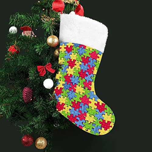 Свесност за аутизам Божиќно порибување чорапи печати Божиќни дрво украси