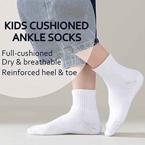 Дебели чорапи за момчиња/девојчиња Епиус Дебела памук, кои трчаат чорапи Атлетични чорапи 6 пакувања кратки спортски чорапи 4-14 години