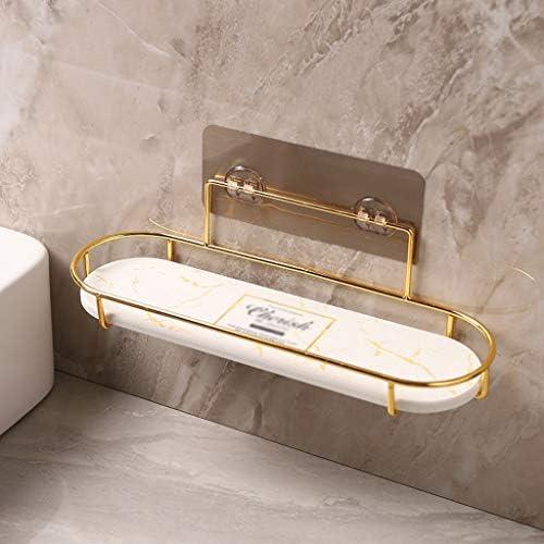 Jjjzs бања вшмукување wallидни лавици монтирани, држачи за чаши за миење на уста, креативни лавици за складирање на злато, заштеда на мал
