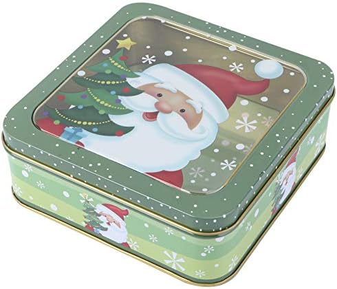 АБОФАН Божиќна Лимена Кутија Бонбони Колачиња Контејнер За Складирање Подароци Божиќен Квадрат Кутија За Пакување Подароци Кутија За