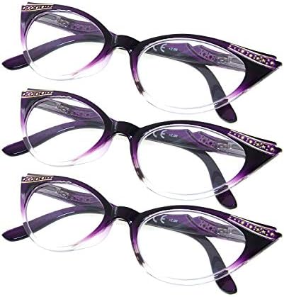 Gr8sight 3-пакувања за очила за читање вклучуваат дами гроздобер мачки очи за очи за читање на очила за сонце