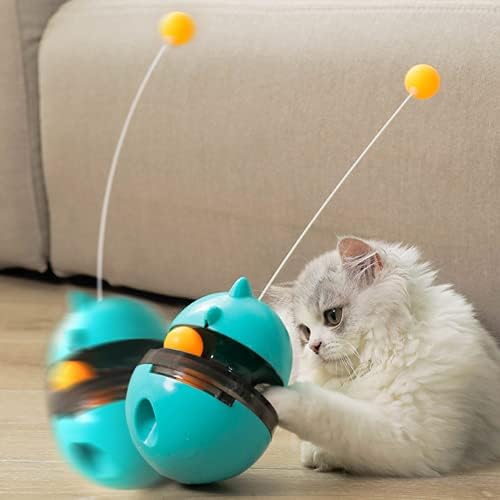 N / B Cat Tumbler Toys Dispenser за храна бавен фидер прилагодлив, со смешно стапче за мачки, за вежбање со маче за вежбање леснотија