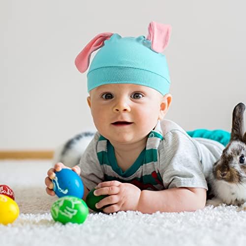 4 компјутери Велигденски унисекс новородено капа шарена бебешка капа со зајаче меки симпатични бебешки зајачиња капа новороденче