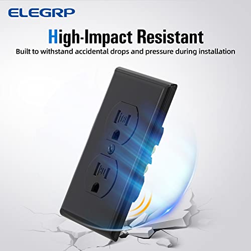 Elegrp Duplext отпорен на дуплекс, 15A 125V Стандарден електричен двојно двојно wallиден излез, 2 пол 3 жица, 5-15R, само-основно ниво,