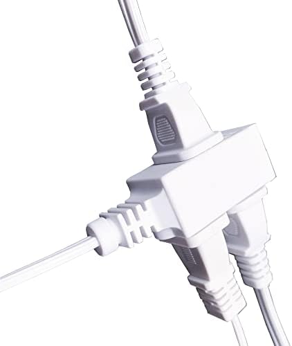 2 жици за продолжување на пронг, бел затворен кабел за продолжување на затворен простор, 18 мерач на кабел за напојување на капакот на приклучокот