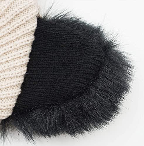 Белади зимски капи Симпатична мачка уво капа со везена топла плетена капчиња за скијање на капчиња