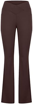 Јораса Флејл Јога панталони за жени се шират џемпери за џемпери, еластични половини, разгорени хеланки високи издигни хулахопки цврсти со џеб