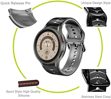 Lappets 20mm Силиконски часовник за часовници компатибилен со Samsung Galaxy Watch 5/ Watch 5Pro/ Watch 4 40mm 44mm/ Watch 4/ Classic 42mm 46mm,