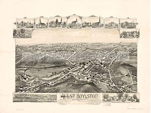 1891 мапа | Вест Бојлстон Масачусетс 1891 | Масачусетс | Вест Бојлстон | Западен Бојлстон