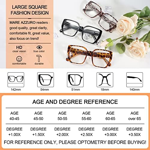 Маре Азуро преголем квадрат за читање очила жени трендовски големи читатели 1.0 1,25 1,5 1,75 2.0 2.25 2.5 2.75 3.0 3.5