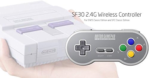8bitdo SF30 2.4G безжичен контролер со двојно пакување со бонуси за носење случаи - NES, SNES, SFC Classic Edition