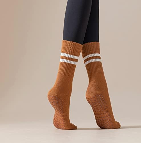 Лукфоксни чорапи со јога со залепи за жени пилатес не лизгачки чорапи зафаќаат бари чорапи со грип за жени кои се грижат високи