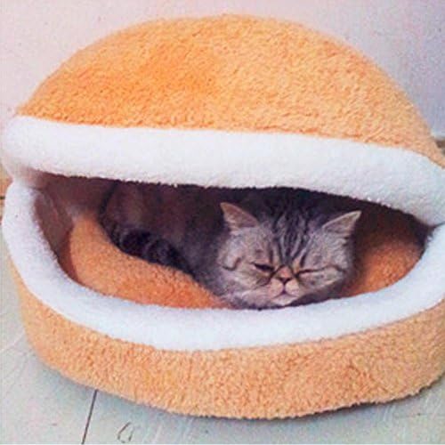 Генерички Мачка Пештера Кревет Хамбургер Тип Вреќа За Спиење Миленичиња Материјали Боја Кафеава