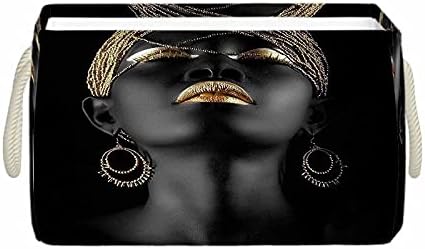 ЧУДО Афроамериканка Корпа За Складирање Афро Девојка Декоративни Преклопни Корпи За Складирање Коцки Организатор За Полица Плакар Спална