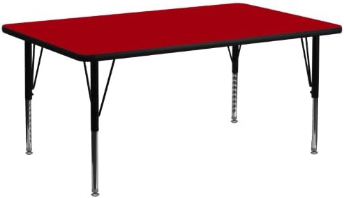 Флеш Мебел 30W x 72 L Правоаголни Црвени Термички Ламинат Активност Табела - Висина Прилагодливи Кратки Нозе