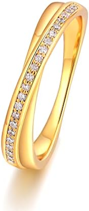 Allencoco Chunky Gold позлатени прстени за жени - Трендовски кубни цирконија 14K злато исполнети стабилни прстени