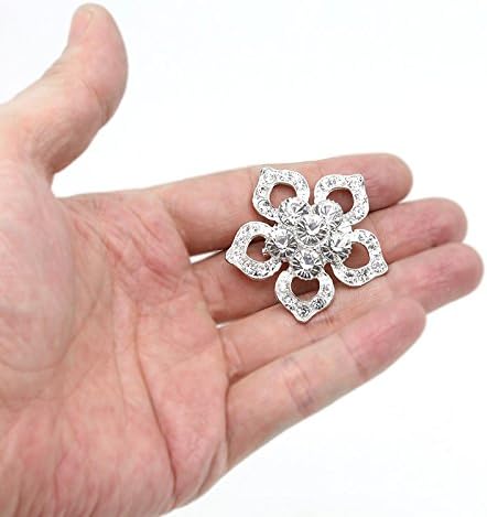 ЕГЛОМАРТ ЛОТ 25 парчиња брошеви на ринестон, комплет за свадбени букети со голем бисер кристал