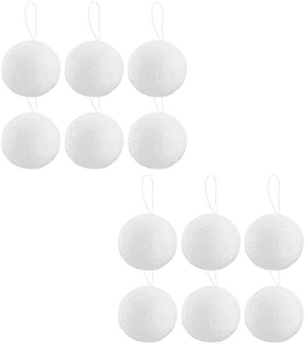 Toyandona 12pcs 6cm Божиќ висечки топки пена занаетчиски топки бели пена топки топки новогодишна елка виси декорација за DIY занаетчиски