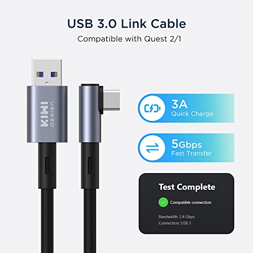 Kiwi Design Link Link Cable 10ft компатибилен со потрагата 2/1/Pro и Pico 4, 3.0 додатоци за кабел за врски за слушалки за компјутер VR
