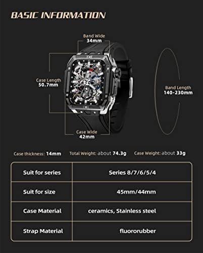 АДААРА Керамичка Кутија за Модификација На Опсегот На Apple Watch 8 7 45mm 44mm Керамичка Рамка Комплет За Модификација На Гумени Ремени