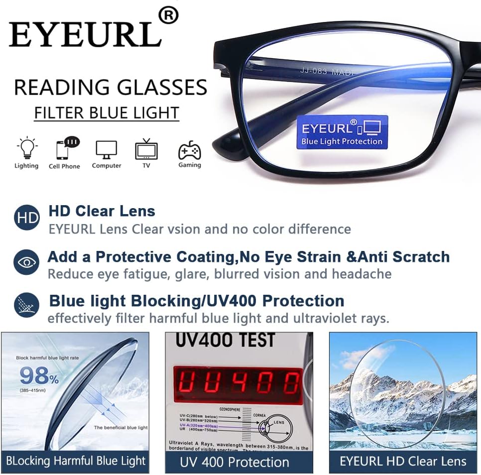 ОЧИЛА ЗА Читање ЗА Мажи-7 Пакувајте Сини Блокирачки Светли очила Читачи На Компјутери ТР90 Лесни Читачи На Компјутери Жени Очила