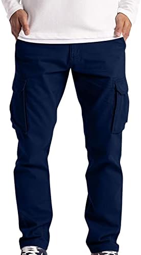 Машки панталони за влечење, обични панталони, солидна боја со цврста боја, мулти-џеб директно панталони руно