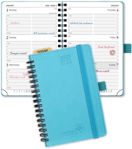 Poprun Planner 2023-2024 Академски календар со часови за часови, неделно и дневно закажување книга за управување со времето, вегански