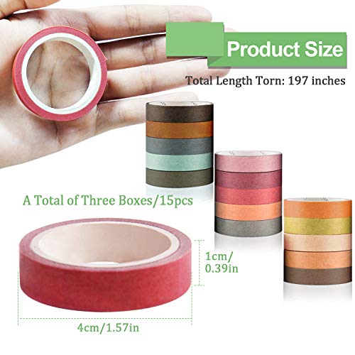 Калолар 3 кутии цврсти ленти за мијалник во боја, шарени ленти за маскирање постави етикетирање занаетчиска лента за DIY украси за