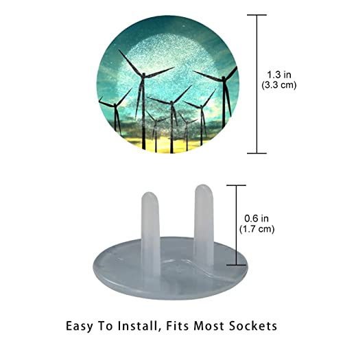 Ветерна турбина фарма над зајдисонце приклучок за излез Опфаќа 12 пакувања - капаци на приклучоци за безбедност на бебиња - трајни и стабилни