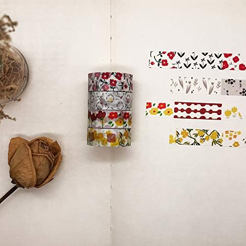 Енјан 4 ролни за маскирање ленти за маскирање, јапонски декоративни пишување рурални природни летни есенски цветни ленти за DIY